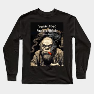 I Smoke Cigars: Superior Mind, Superior Attitude on a Dark Background Long Sleeve T-Shirt